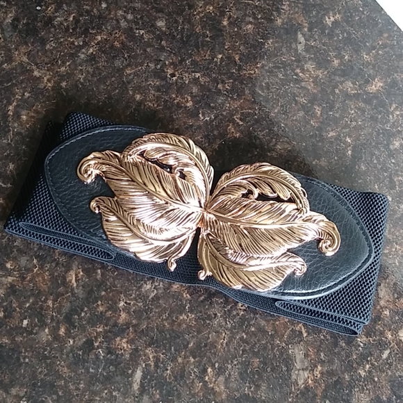 🆕 BLACK & GOLD ELASTIC BELT: S/M - Picture 4 of 6